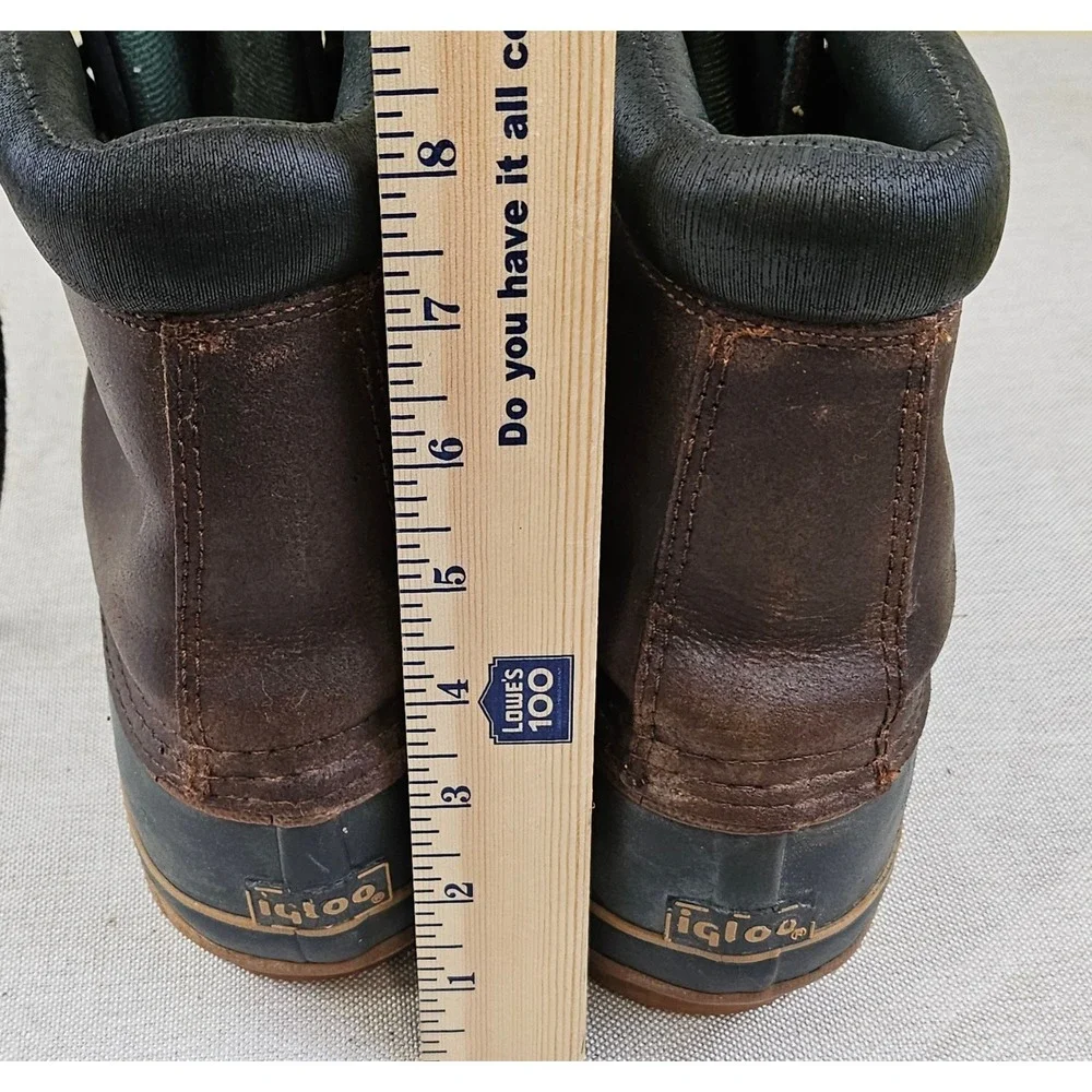 Igloo Duck Boots Mens 10 Brown Green Leather Insulated Thermolite Steel Shank‎